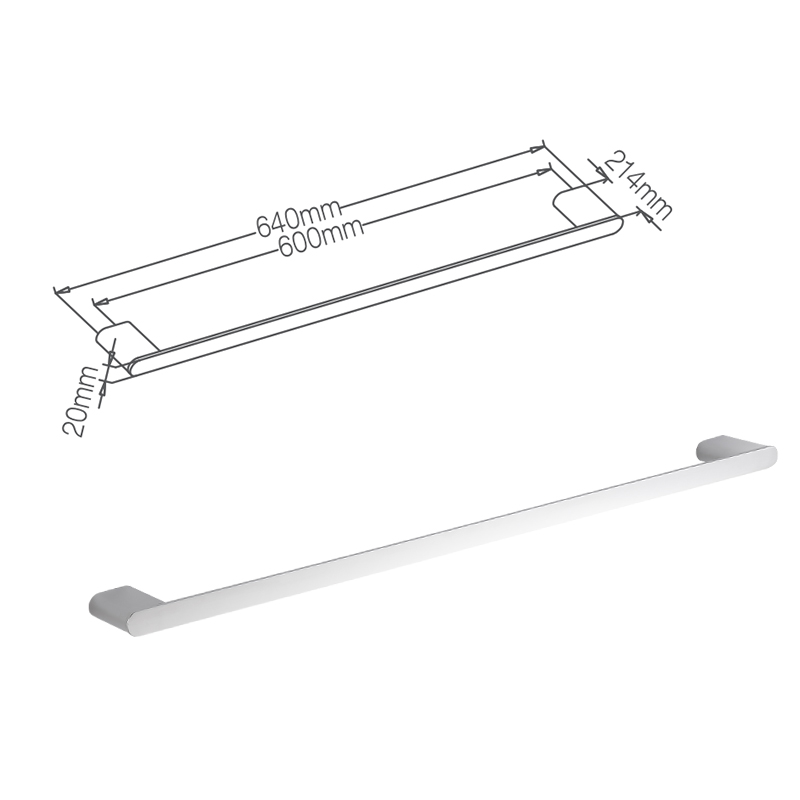 Accesorios de baño M11 - 600 estantes de toallas individuales de 24 pulgadas de acero inoxidable metálico cromado montado en la pared 