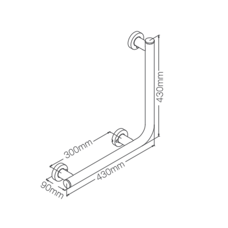 Hm3254 90 grados 304 barandilla de baño de acero inoxidable en forma de l 