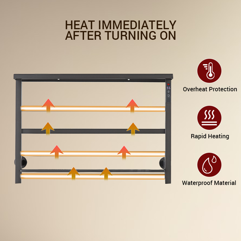 Dr2187 diseñador de radiadores inteligentes toallas eléctricas de acero colgantes en la pared toallas de calentamiento del baño 